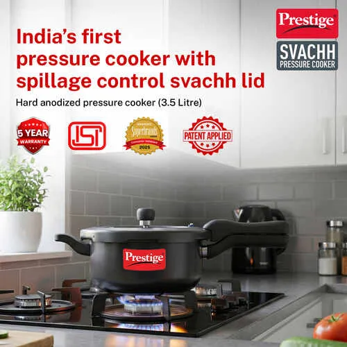  Prestige Svachh Hard Anodised Spillage Control Pressure Cooker, 3.5 L (Black) - Alternate View